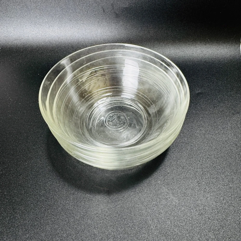 Vtg. Duralex France Lys Clear Set 3 Tempered Glass Cereal Dessert Prep Bowls